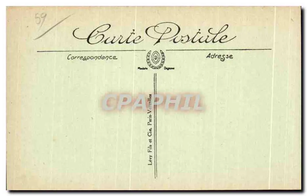 Dunkerque — Het Handelsplein — uitgever Curie Postiule, n° 59 - Achterkant