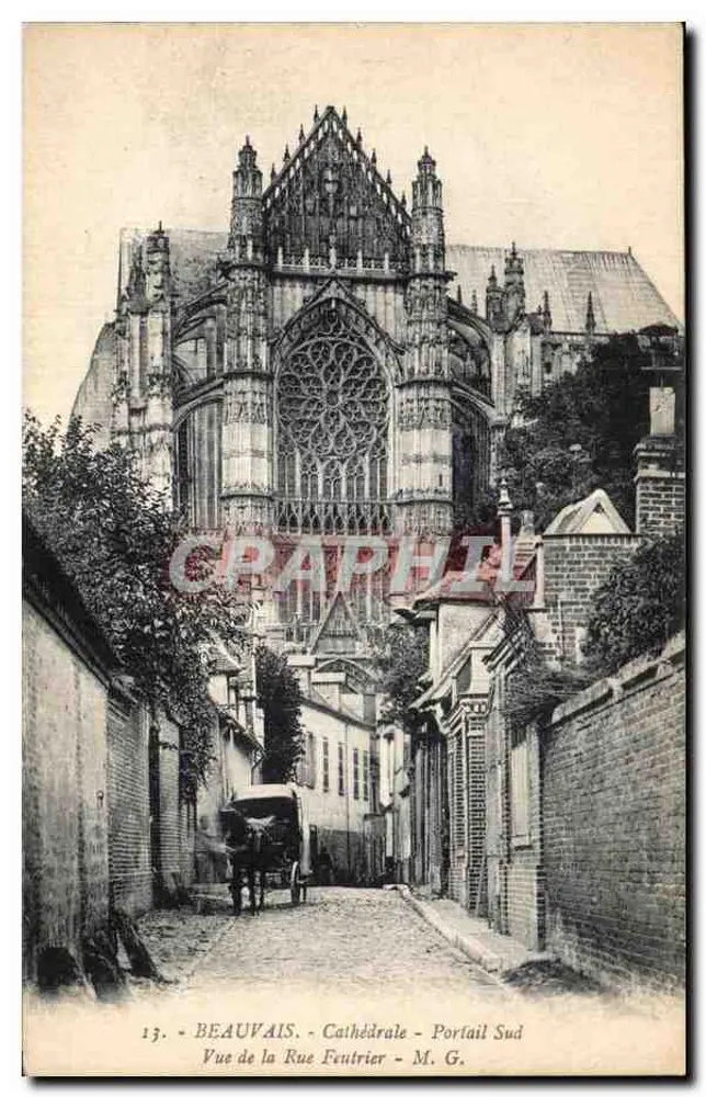 Beauvais - Catedral - Portal Sul - Vista da Rue Feutrier - M. G. - Frente