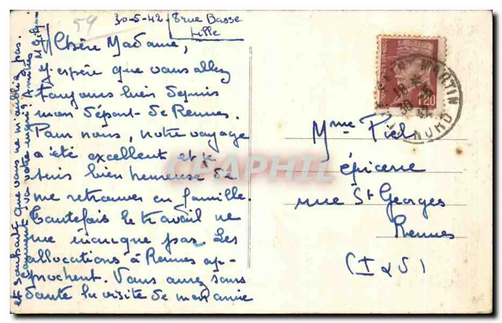 Lille — La Grand'Garde — editor anônimo, número de série não visível - Verso