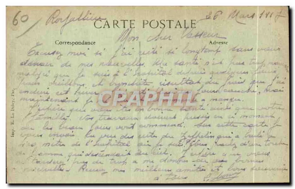 O Zeppelin abatido em Compiègne em 17 de março de 1917 — Guerra 1914-15-16-17 — Editor B.A.D. - Verso