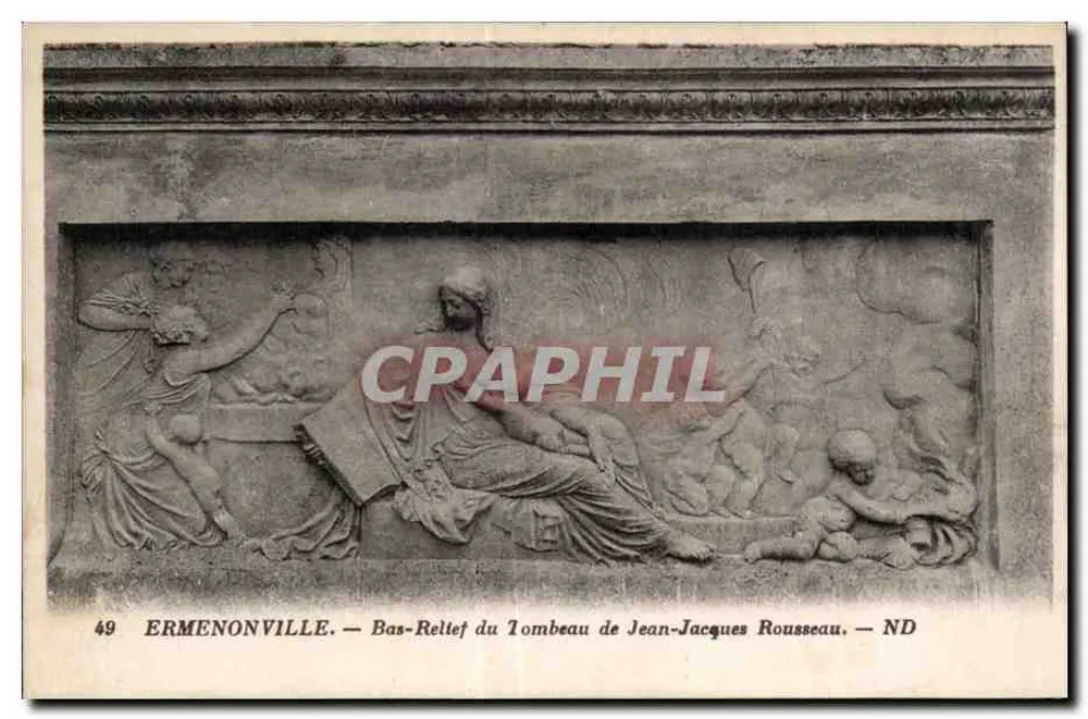 Ermenonville — Relief des Grabes von Jean-Jacques Rousseau — ND - Vorderseite