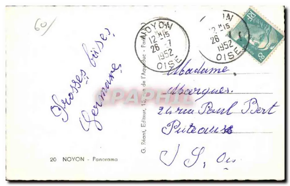 Noyon — Vista panorâmica — G. Réant, Editor, n°20 - Verso