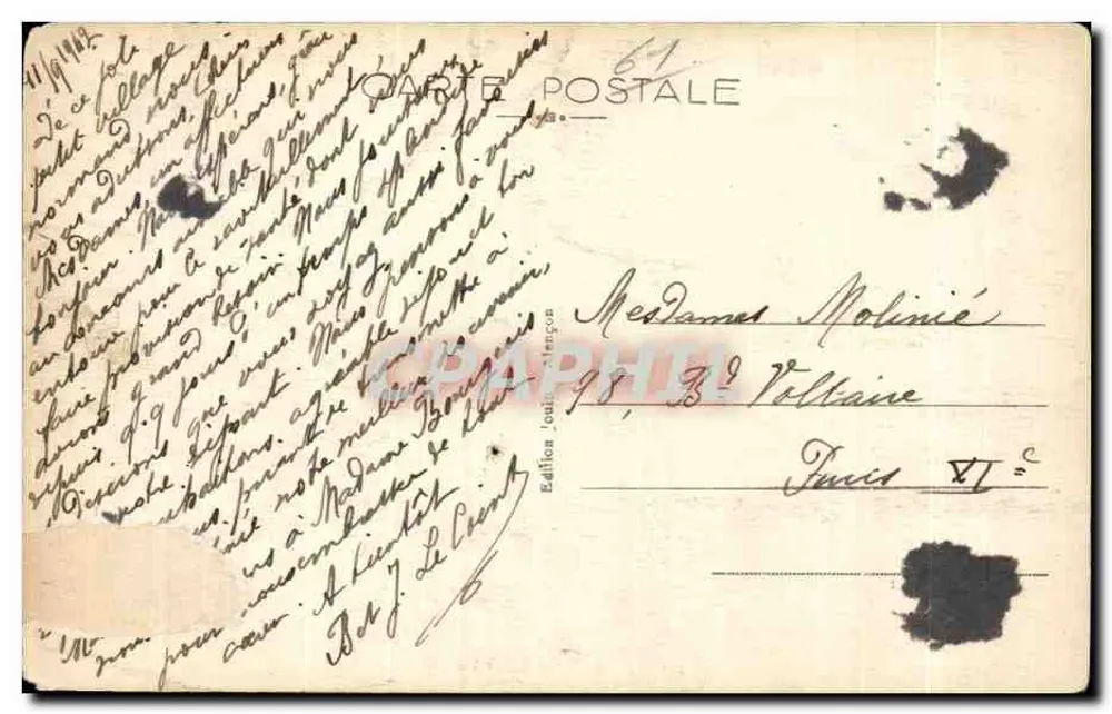 Alençon — L'Hôtel de Ville — Édition Louis Alençon, n°4 - Verso