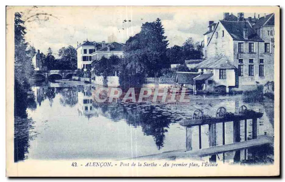Alençon - Brug van de Sarthe - In de eerste plaats, de sluis - Voorkant