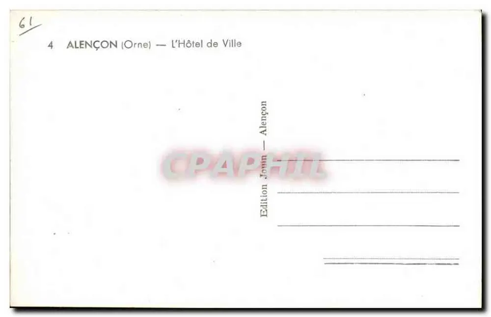 Alençon (Orne) — A Prefeitura — Edição Jounn-Alençon - Verso
