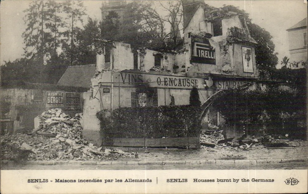 Senlis — Häuser, die von den Deutschen zerstört wurden — E. Le Dibey, Verlag 127, Boulevard Le Seminopol, Paris - Vorderseite