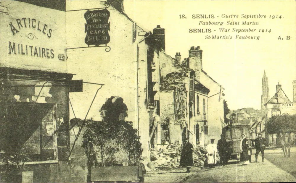 Senlis - Krieg September 1914 - Faubourg Saint Martin — Verleger A. B. - Vorderseite