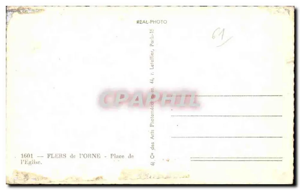 Flers-de-l'Orne — Kirchplatz — Cie des Arts Photomécaniques, Paris - Rückseite