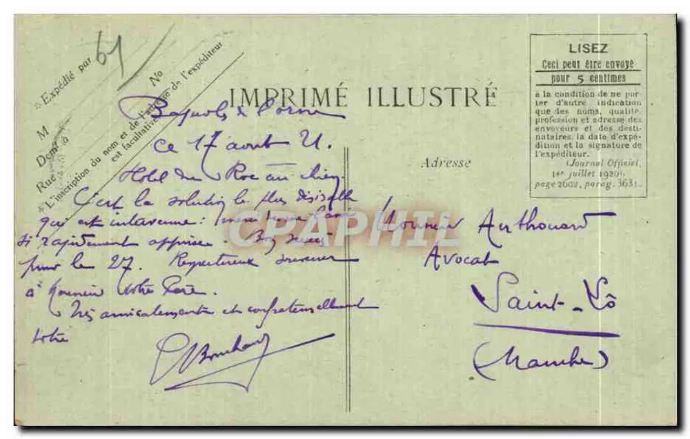 Bagnolles-de-l'Orne — Aussicht auf das Tal der Vée — Imprimé Illustré - Rückseite