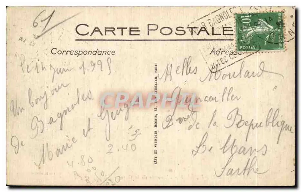 Bagnoles-de-l'Orne - Die Avenue de la Gare — Édition Motte, n°116 - Rückseite