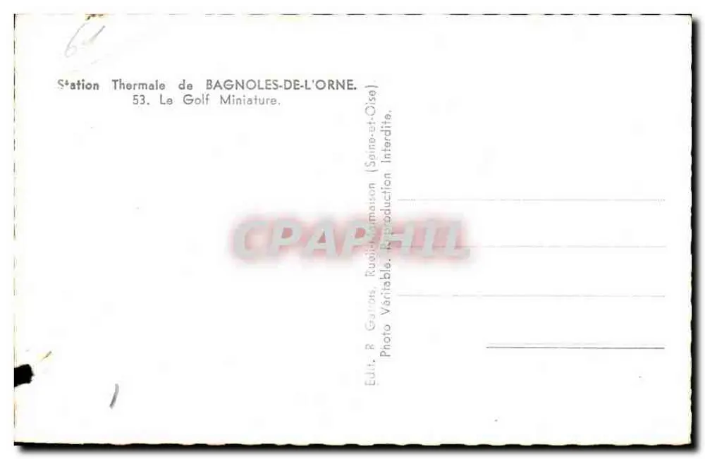 Bagnolles-de-l'Orne — Thermalbad. Der Miniatur-Golf — Verlag R. Gattion, Rue de la Maison (Sienne-et-Oise) - Rückseite