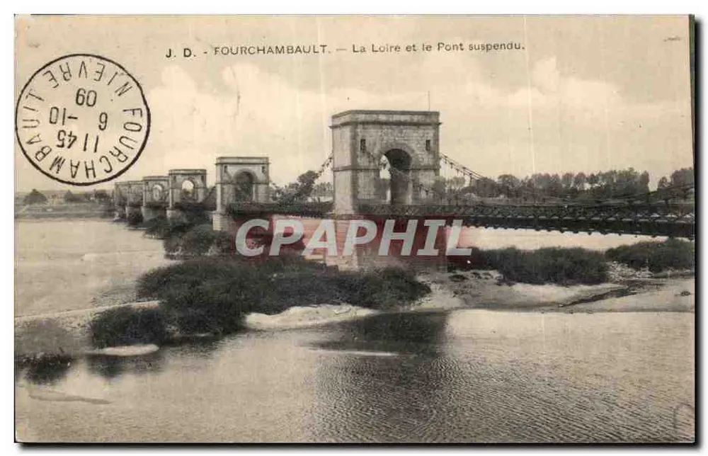 Fourchambault — Die Loire und die Hängebrücke — Verlag J.D. - Vorderseite