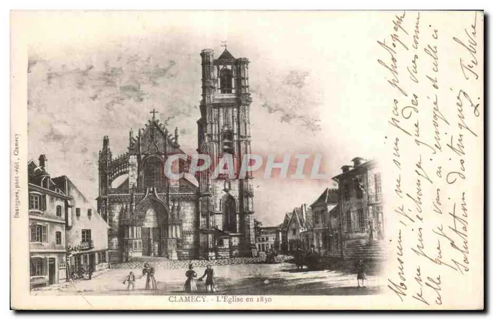 Clamecy - La Iglesia en 1830 — París, fot. 4811, Clamecy - Anverso