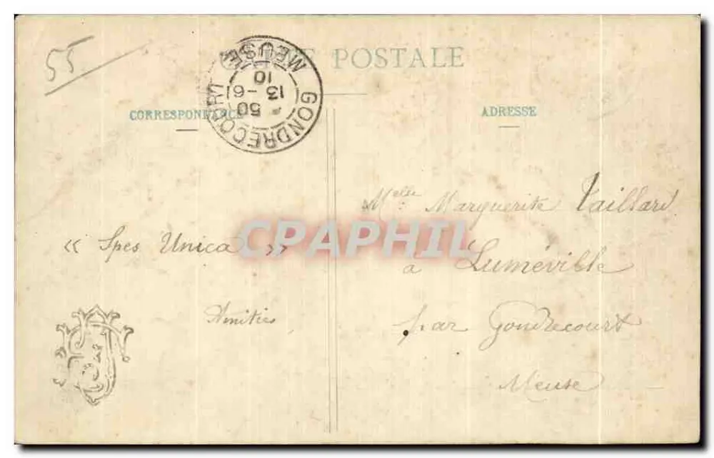 Bar-le-Duc - As Casernas — E. C. — selo 5c República Francesa - Verso