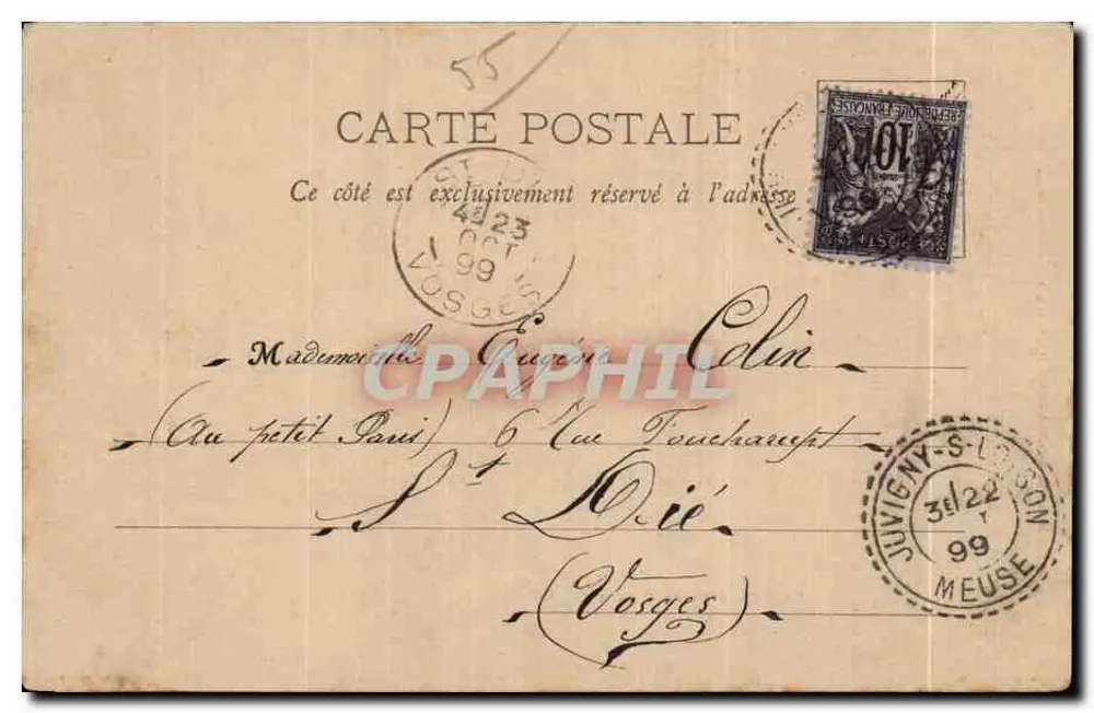 Parade auf der Place Carnot — Juvigny, 31/12/1899 — C. Jumelle, Phototypie A. Bergeret et Cie, Nancy - Rückseite