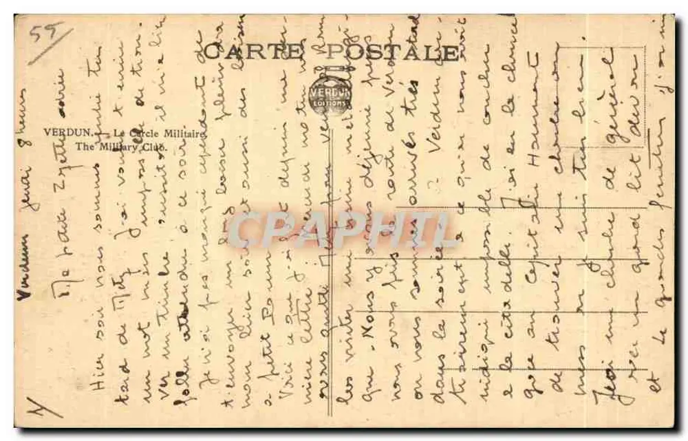 Castelo de Verdun — O Círculo Militar — Editor Verdon, n°59 - Verso