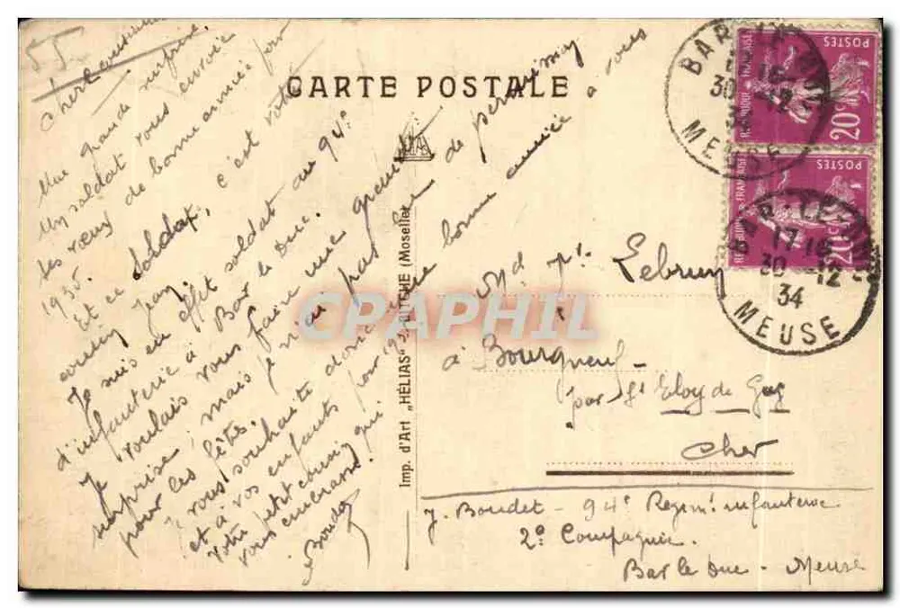 Bar-le-Duc — O ponte St Jean — Imp. d'Art 'Hélas' - Verso