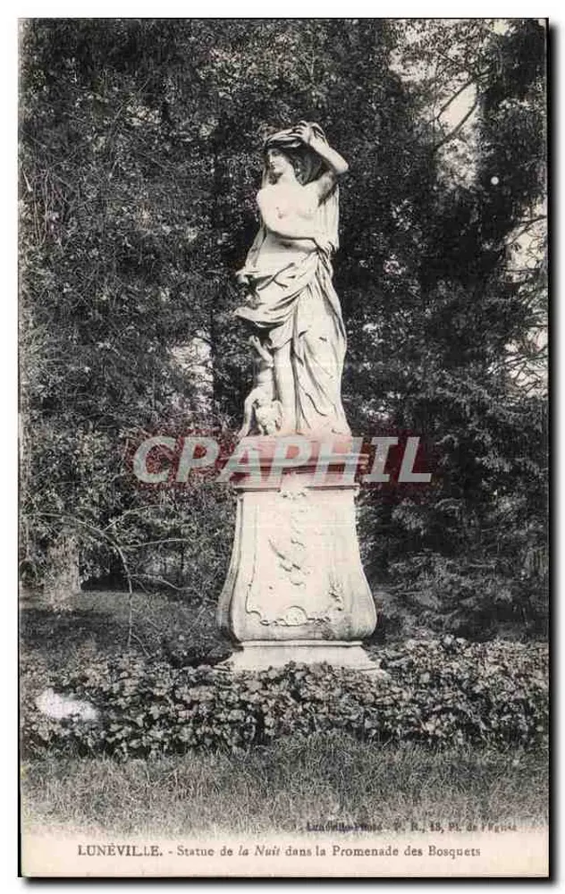 Lunéville - Statue der Nacht in der Promenade des Bosquets — Luzelle-Rousse, n° 15, Pl. de l'Église - Vorderseite