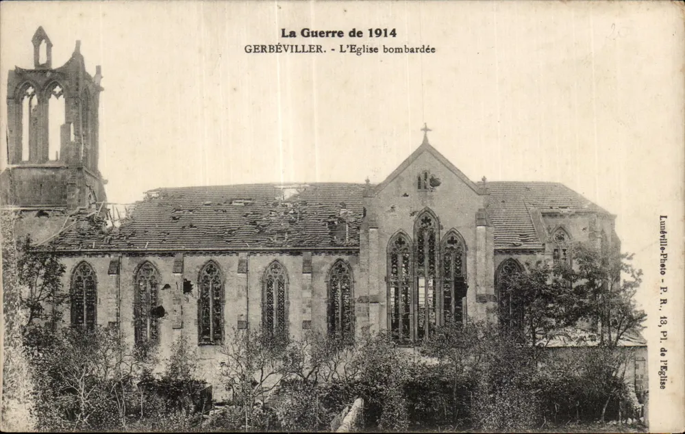 Gerbéviller - Die bombardierte Kirche — Der Krieg von 1914 — Lumetille-Photo, P.R. 13, Pl. de l'Église - Vorderseite