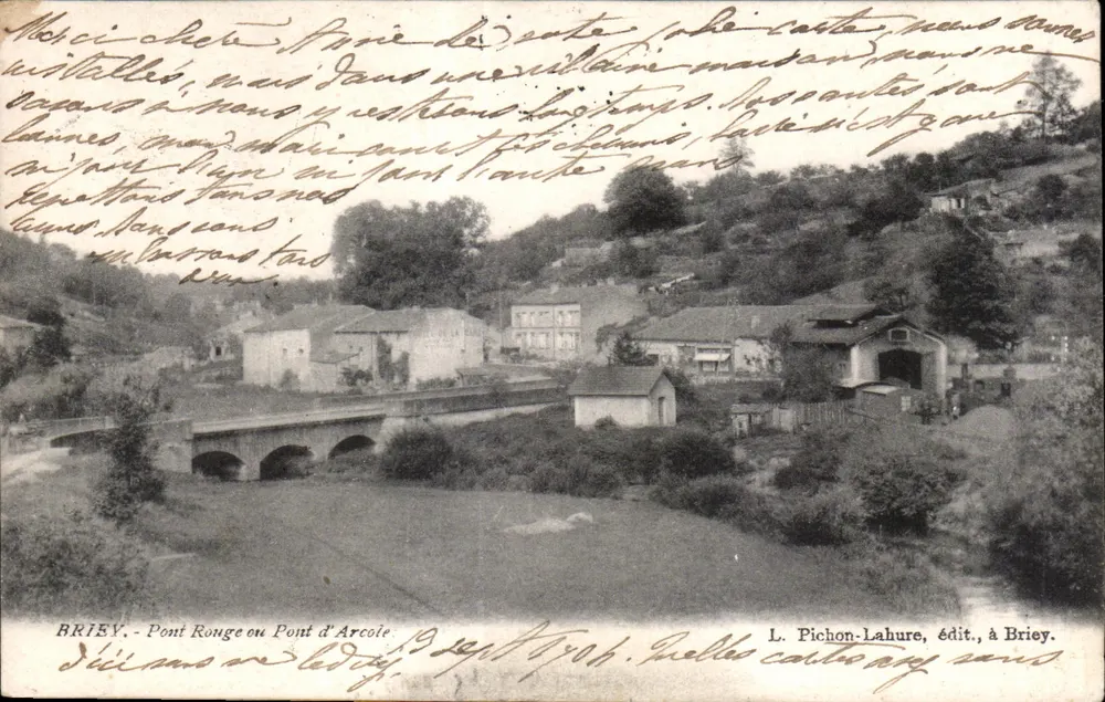 Briey - Puente Rojo o Puente d'Arcole — L. Pichon-Lahure, editor, en Briey - Anverso