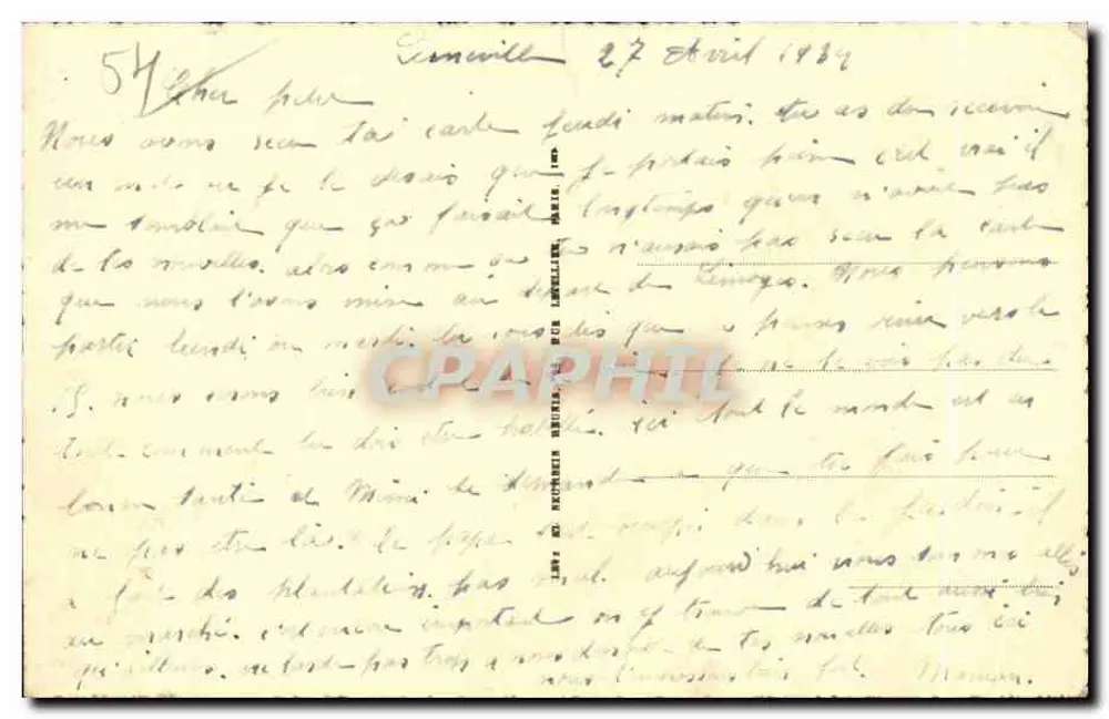 Lunéville — La Place des Carmes — éditeur LUNÉVILLE, n° 54 - Verso