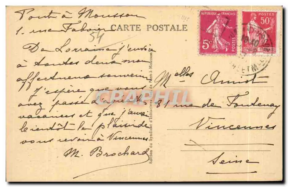 Pont-a-Mousson — Saint Martin — Mousson — Cliché Ch. Yagré - Verso