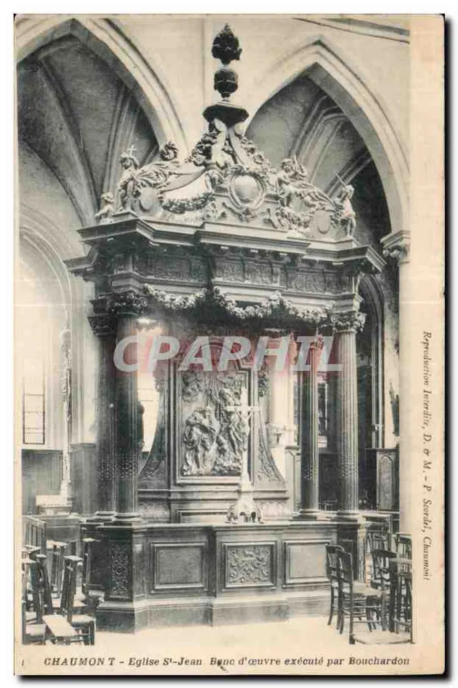 Chaumont - Igreja de São João - Banco de trabalho executado por Bouchardon - Frente