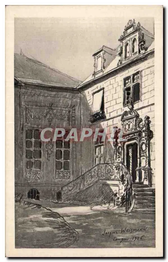 Lançares, Hotel de Breuil — Zeichnung von Jacques Weismann — Verlag J. Weismann - Vorderseite