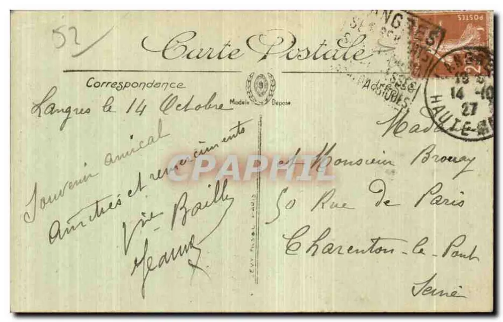 Langres — La Crémaille — Visé Paris n° 34 - Rückseite