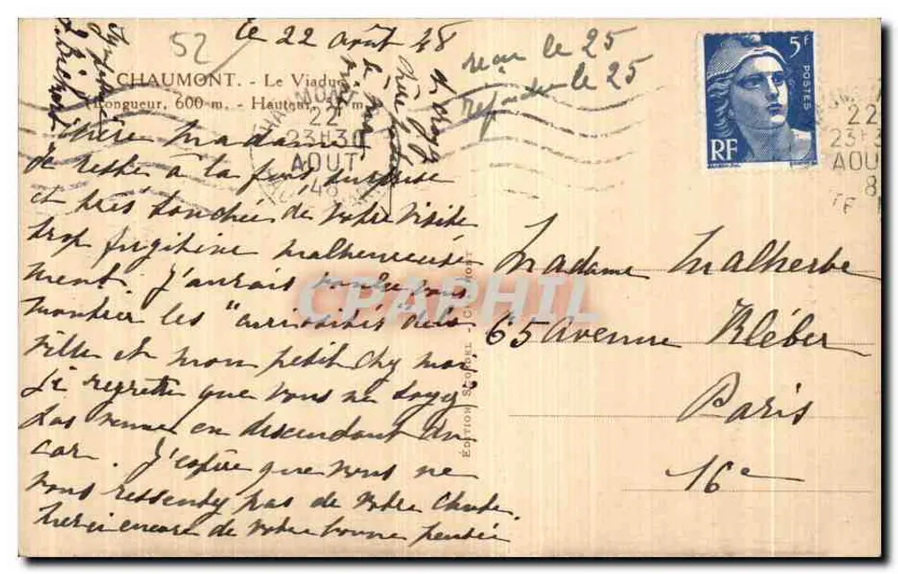 Chaumont — O Viaduto — Edição S. C. L. - Verso