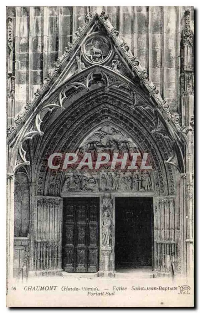 Chaumont (Haute-Marne) — Kirche Saint-Jean-Baptiste, Südtor - Vorderseite