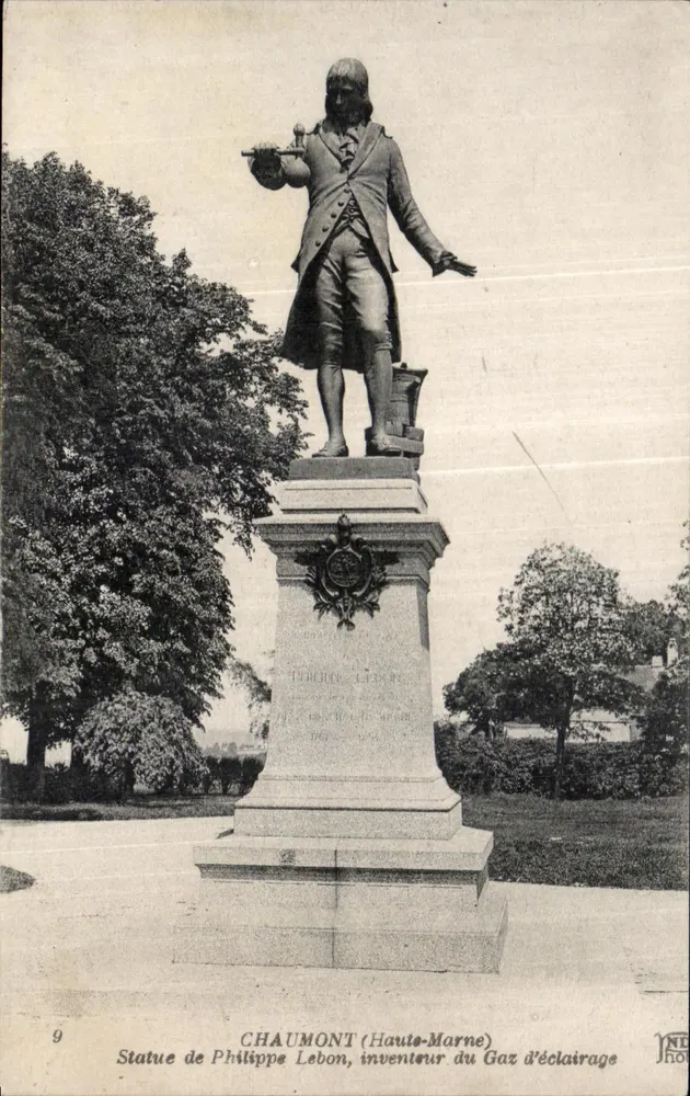 Chaumont (Haute-Marne) — Estatua de Philippe Lebon, inventor del gas de iluminación — Editor: Anciens États Meurin et Cie, París - Anverso