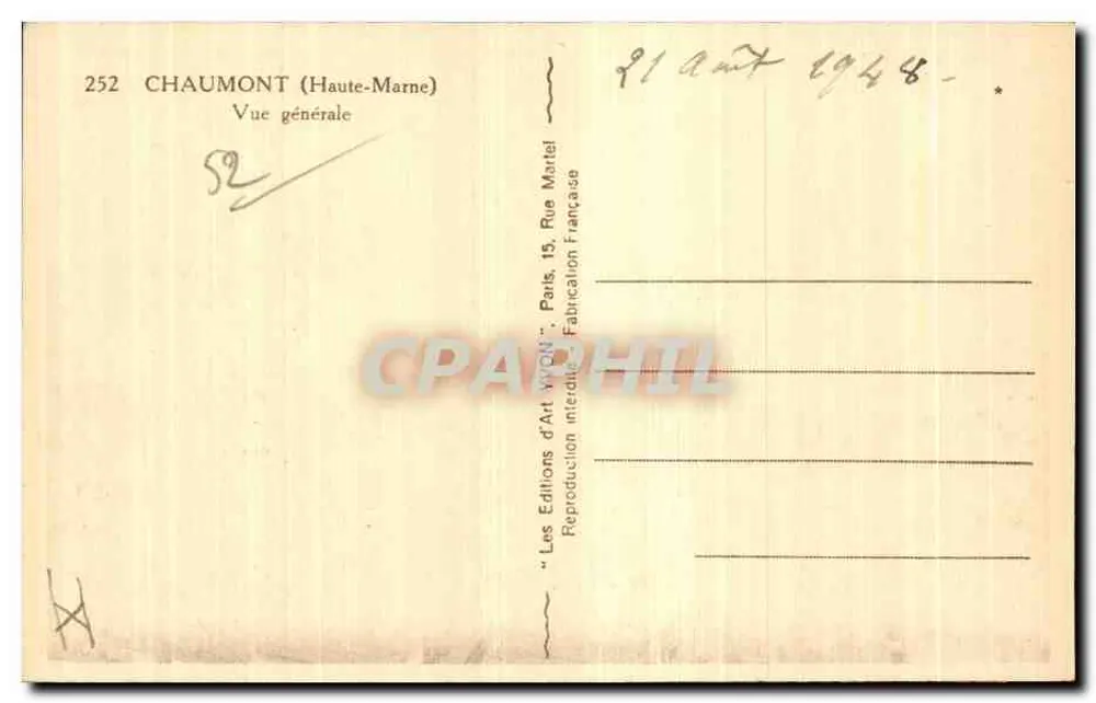Chaumont (Haute-Marne) — Vista geral — Les Éditions d'Art Wyon, Paris - Verso