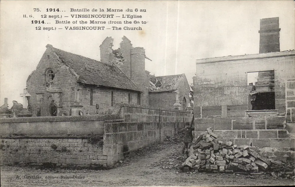 Schlacht an der Marne — Vinssincourt — Die Kirche — A. Gauthier, Verlag Saint-Dizier - Vorderseite