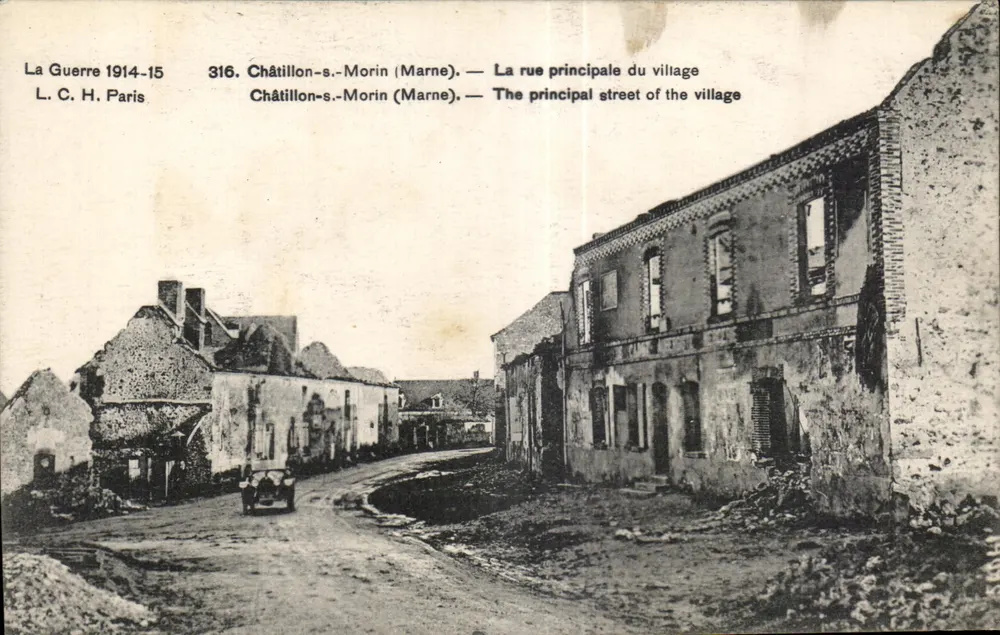 Châtillon-s.-Morin (Marne) — Die Hauptstraße des Dorfes — L. C. H. Paris, Nr. 316 - Vorderseite