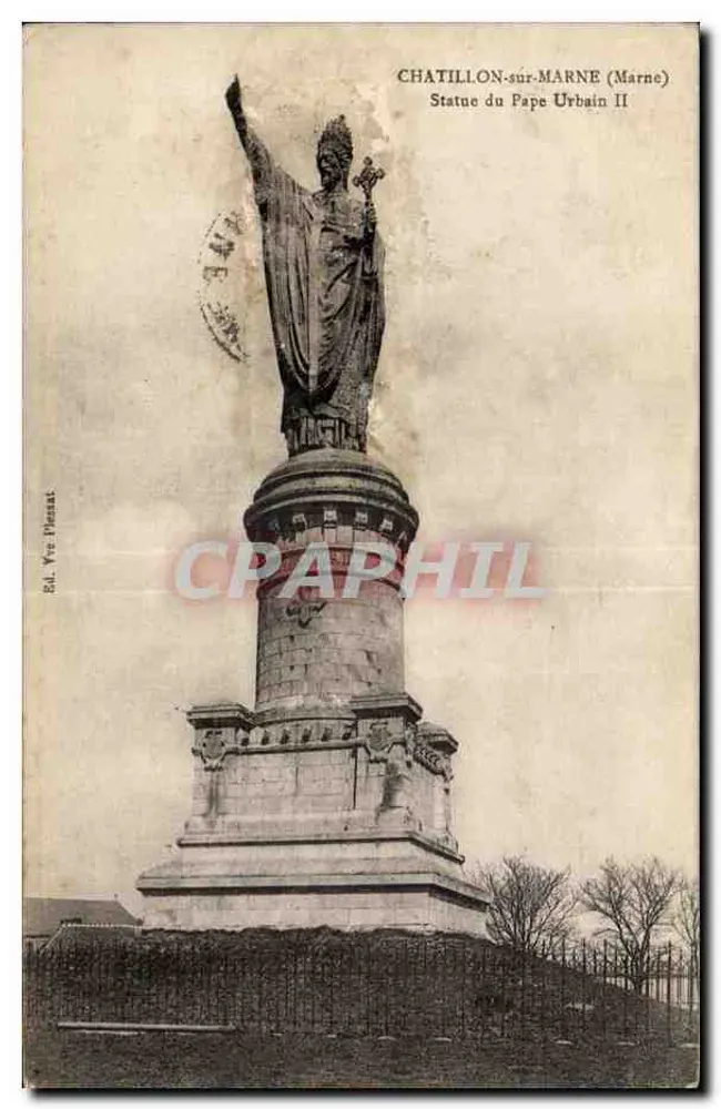 Chatillon-sur-Marne — Estatua del Papa Urbano II — Editor Wre Pienat - Anverso