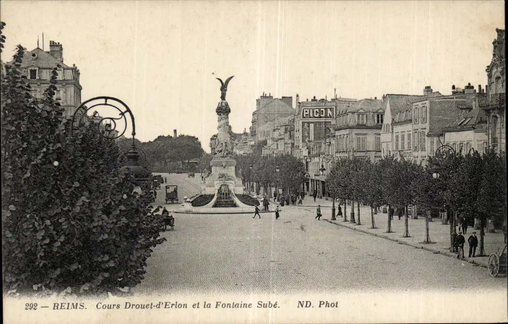 Reims — Cours Drouet-d'Erlon und die Fontaine Subé — ND. Phot - Vorderseite