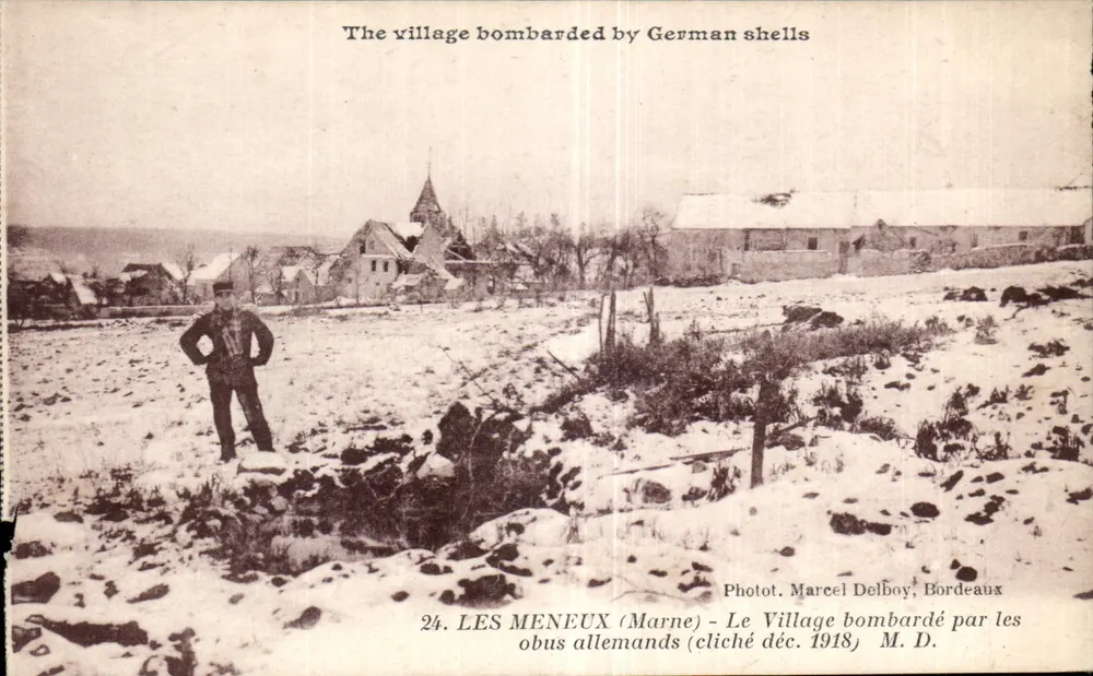 Les Meneux (Marne) — Dorf bombardiert durch deutsche Granaten — Photot. Marcel Delboy, Bordeaux, n°24 - Vorderseite
