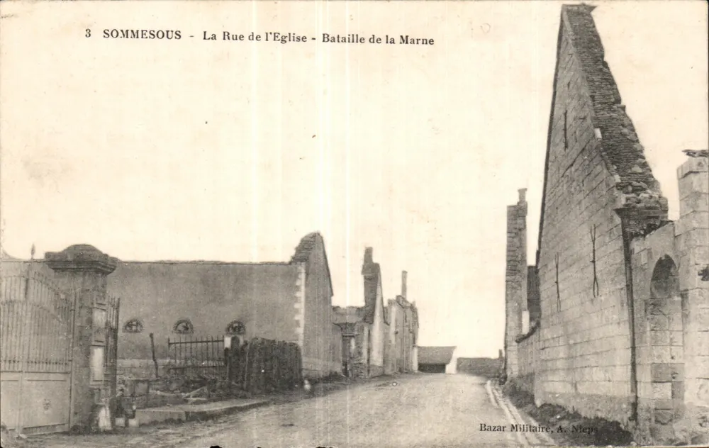 Sommesous - Kirchstraße - Schlacht an der Marne - Vorderseite