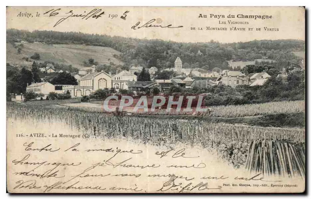 Avize - Die Bergregion — Im Land des Champagnes, Die Weinberge der Bergregion Avize und Verfus — Verlag Épernay, Nr. 116 - Vorderseite