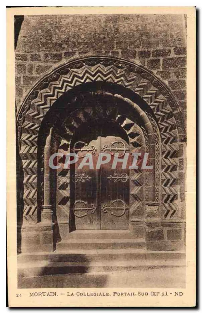 Mortain — La Collégiale, Portail Sud (XIe s.) - 앞면