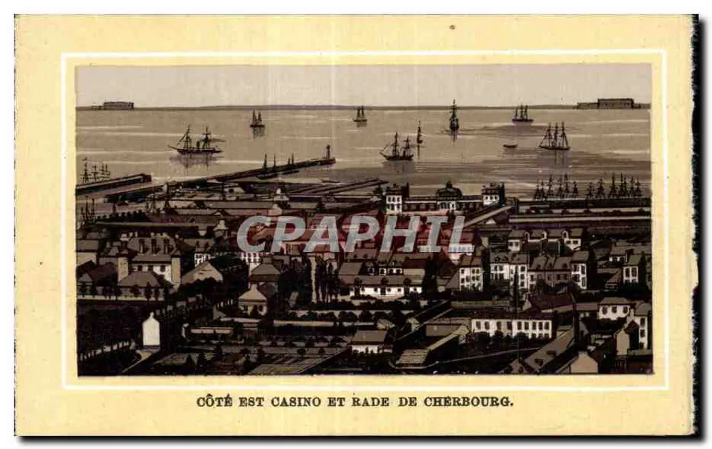 Casino der Ostküste und Hafen Cherbourg — Panoramablick — Verlag und Nummer nicht sichtbar - Vorderseite
