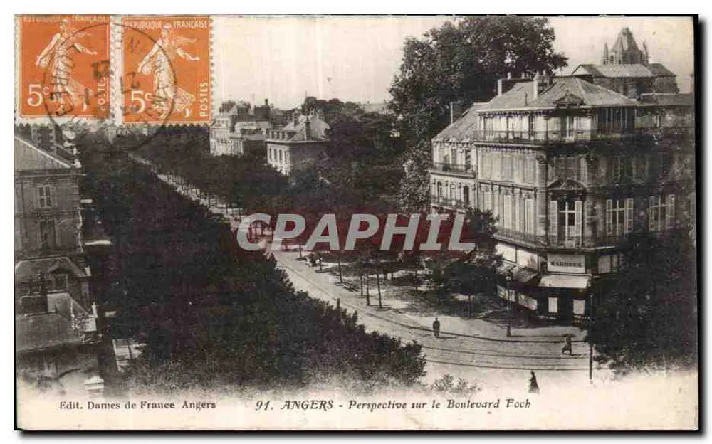 Angers - Perspectiva do Boulevard Foch — Edit. Dames de France Angers, n°91 - Frente