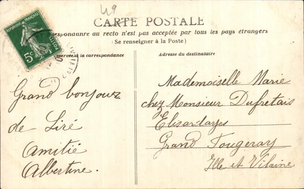 Grand Banyours de Liré — Amizade Albertina — editor não visível - Frente