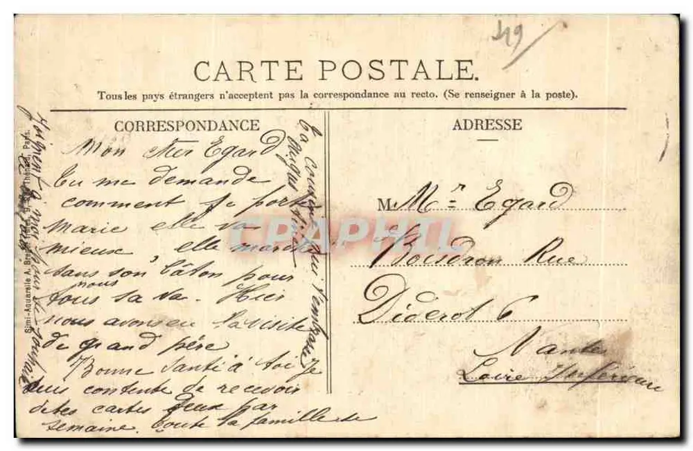 Angers - La Rue Beaurepaire, Aufnahme vom Pont du Centre — Collet, Verlag, Angers, n°20 - Rückseite
