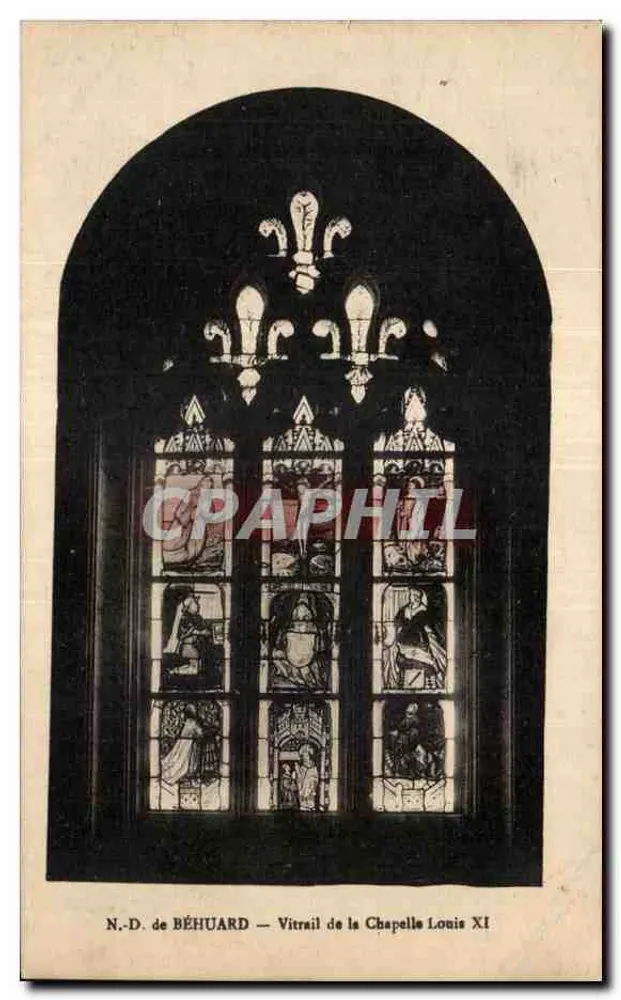 N.-D. de BÉHUARD — Stichglas der Kapelle Louis XI — Photo Thiblin-Rémau - Vorderseite