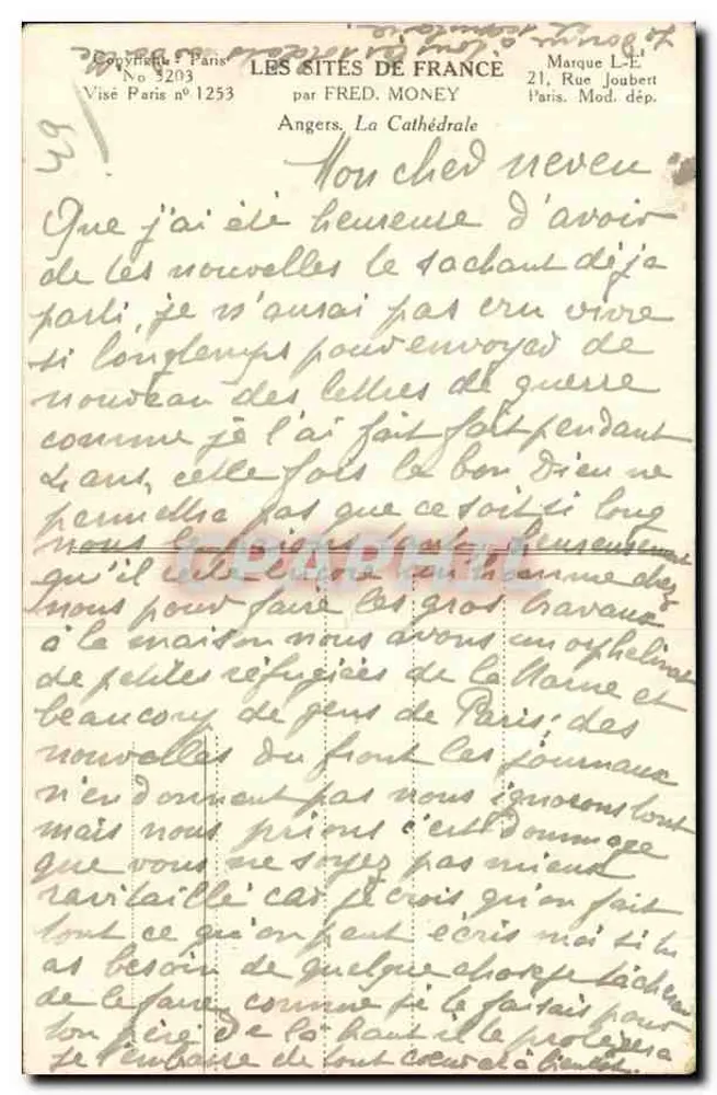 Angers — A Catedral — por Fred Money - Verso
