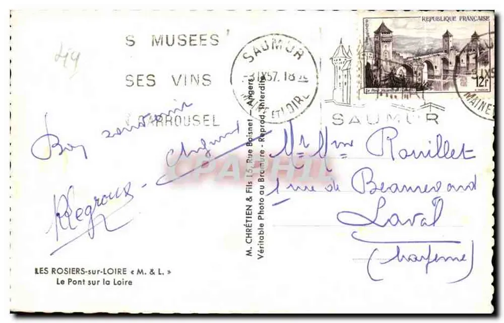 Der Brücke über die Loire — Saumur — Verlag Lionel - Rückseite