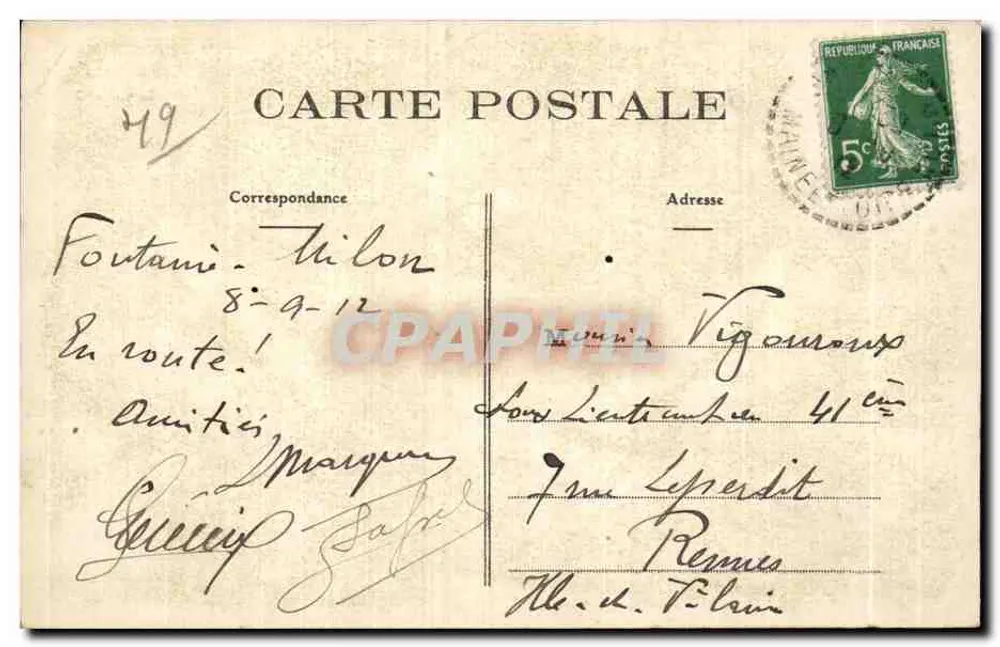 Fontaine-Milon (M.-et-L.) — O Castelo — E. Georges, litografia Angers - Verso
