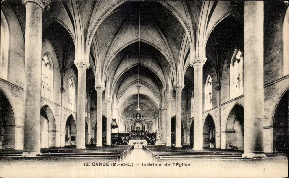 Candé (M.-et-L.) — Interior da Igreja — Editor R. Chirat, Nantes, n°16 - Frente